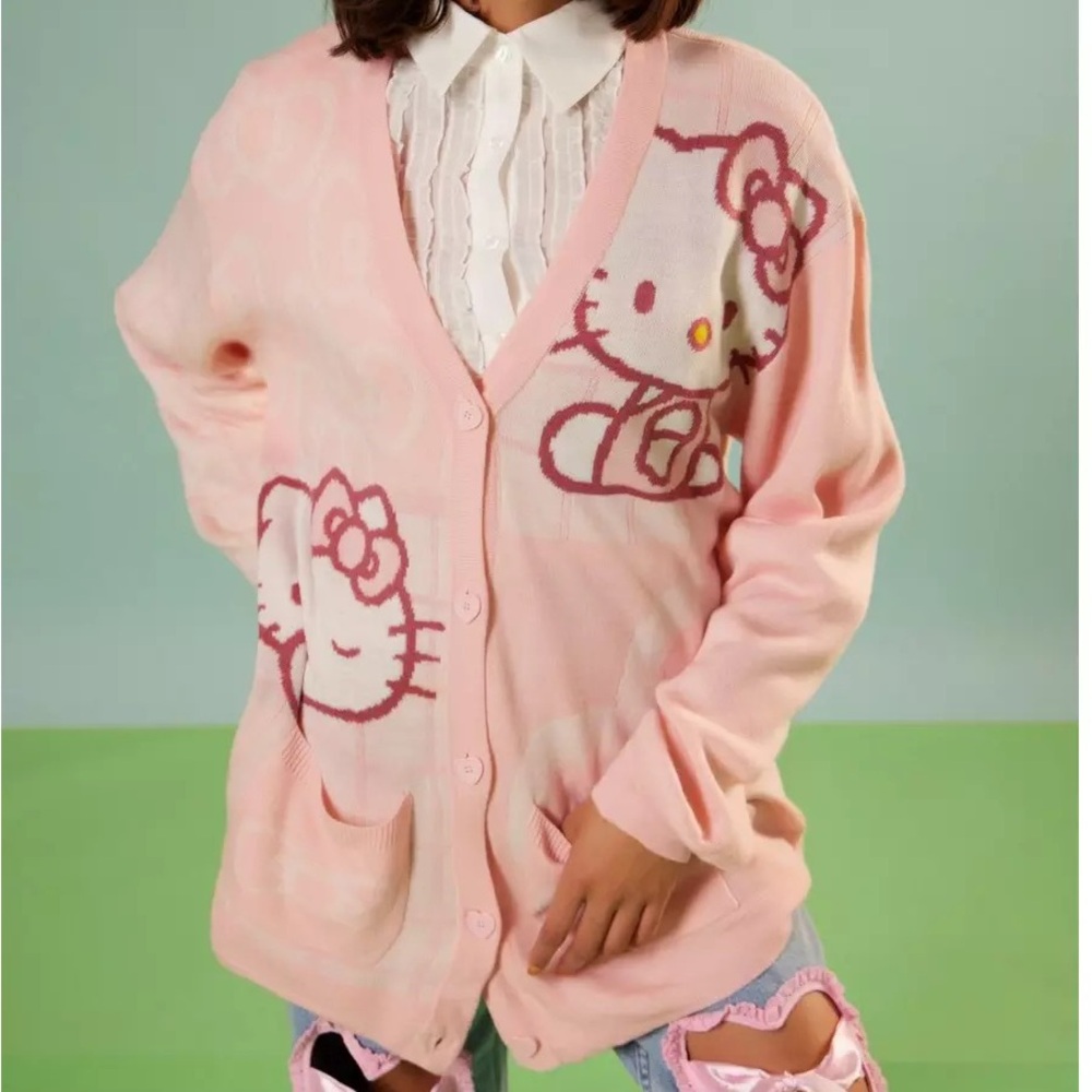 NWT Sanrio Hello Kitty Pink Grid Cardigan Plus Size